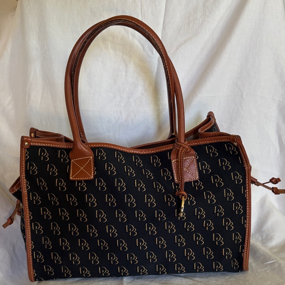 Dooney & Bourke Tote Bag. Color: Brown & Black or Dark Navy Blue.